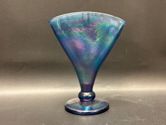 Iridescent Fan Vase By Fenton For Museum Of Modern Art