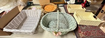 Wicker Basket Blue Floral Flower,rectangular White Basket,2 Handle Basket Tray, Home Storage Baskets. RC-CVBC