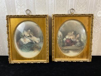 Vintage Pictures And Gold Frame Set