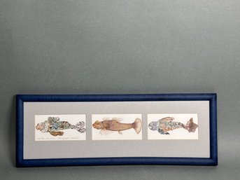 Mimi Gregoire Carpenter 'One Fish Two Fish' Framed Watercolor Print