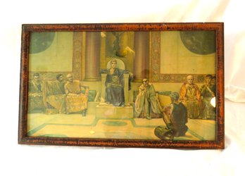 Antique Color Lithograph Print Juris Greek Legal Theme