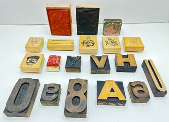 Vintage Letterpress Letters & Rubber Stamps (19 Pieces)