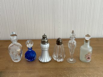 Lot Of 5 Large Vintage Perfume Bottles And Shakers