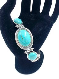 Silvertone & Turquoise Bracelet
