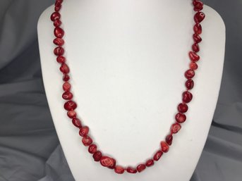 30' - Amazing Natural Red Coral Natural Bead Necklace - Sterling Silver Clasp - New Never Worn - Very Pretty