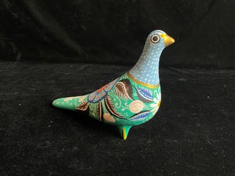 Mexican Tonala Handpainted Bird Dove Art Pottery