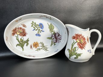 A Lovely Pair Of Vintage Ceramics By BIA Cordon Bleu, Caroline Pattern