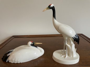 Pair Of Noritake Crane Figurines. Up To 11' Tall