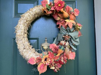 A Pretty Faux Floral Wreath With Hanger #3