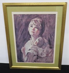 Framed Print Of Mother With Child - Mid Century, Numbered & Signed