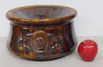 A Large Sized 19th C. Rockingham Pottery Glazed Saloon Or Hotel Spittoon