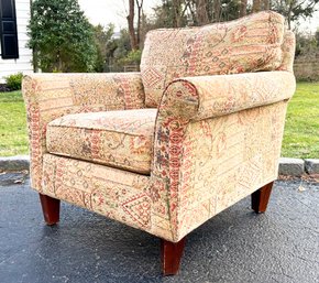 A Modern Rolled Arm Chair In Tapestry Indo-Persian Print
