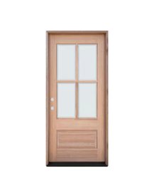 Greatview Doors Mahogany Unfinished 4-Lite Single Door Pre-Hung Right Hand Inswing