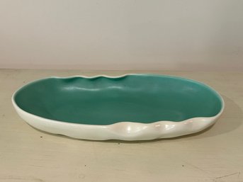 Vintage Ivory & Teal Console Bowl Modern California Pottery M-5