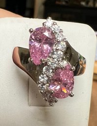 GORGEOUS PINK & WHITE CZ RING