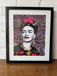 Framed Multi Colored Print Of Frida Khalo -