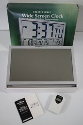 Sharper Image Wide Screen Clock  With Indoor And Outdoor Temperature In Box