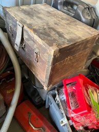 Antique Metal Strapped Carpenter's Tool Chest