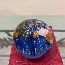 An Inlaid Precious Stone Globe - In Souvenir Box