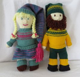 A Hand Knitted Soft And Cuddly Alpine Doll Couple