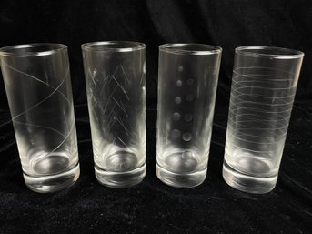 Etched High Ball Glasses