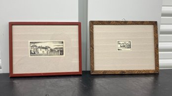 Two Jean Lebedeff Circa 1930's Paris Street Wood Block Prints