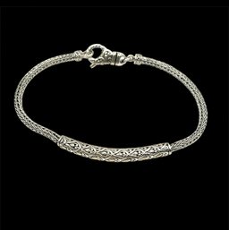 Beautiful 18K White Gold And Sterling Silver Ornate Bracelet