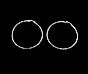 Vintage Large Sterling Silver Hoop Earrings