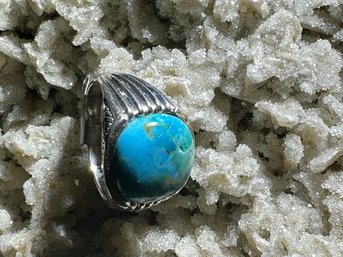 Turquoise Sterling Silver Ring, Size 13