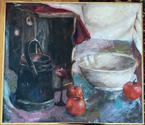 Large Oil On Canvas Still Life Signed Schmitt