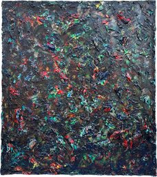 A Large Vintage Abstract Oil On Canvas In Impasto Style, Artist Statement II, Cerj Lalonde (Canadian, B. 1954)
