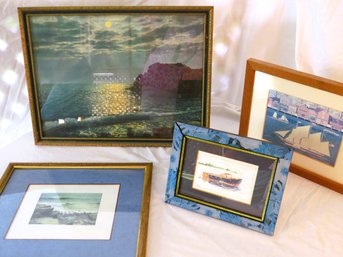 Nautical Theme Artwork 4 Pieces Watercolor