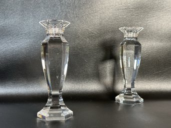 A Pair Of Elegant Crystal Candlesticks