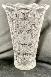 Floral Etched Crystal Vase