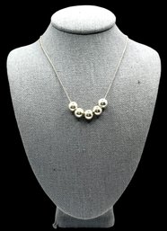 Long Vintage Italian Sterling Silver 5 Loose Balls Chain Necklace