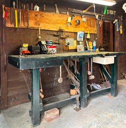 A Vintage Work Bench And All Hand Tools And Contents