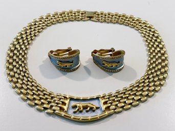 Costume Fashion Jewelry - A Necklace And Clip Earrings