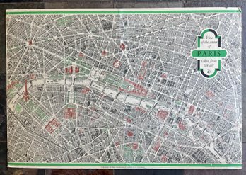 Mounted Map Of Paris, France (1959)