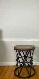 Metal Base And Wood Top Side Table