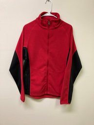 J Peterman Mens Zip Up Red Fleece Jacket Size Small