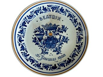 1938 Royal Delft Princess Beatrix Commemorative Plate