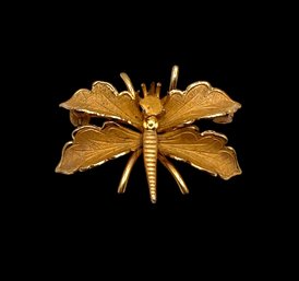 Exquisite Vintage 12K Gold Plated Butterfly Brooch