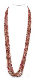 Strawberry Cream Multistrand Seed Bead Necklace