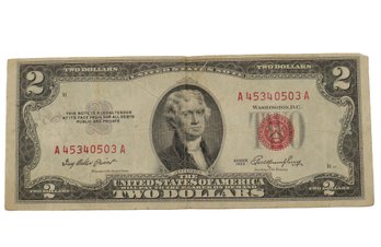 1953 Two Dollar Bill With Red Seal
