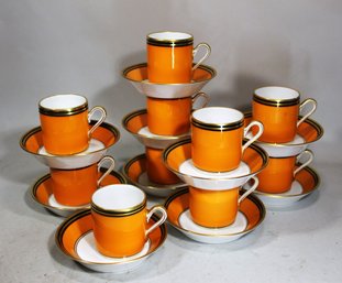 10 Richard Ginori Fine Porcelain 'greco' Cups And Saucers