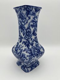 Antique English Blue-White Floral 'Blue Cavendish' Vase By Keeling & Co. Losol-Ware
