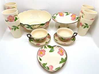 Franciscan Dessert Road Tea Serving Bowl, Cake Platter, Cups With Saucers, Mugs & Heart Shaped Plate