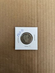 Beautiful 1913-D Barber Quarter, Silver Coin