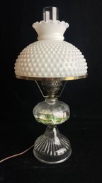 Antique Oil Lamp With Milk Glass Shade