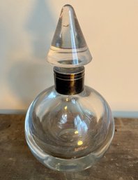 RARE - GEORG JENSEN Perfume Clear Glass Bottle With Sterling Silver Band